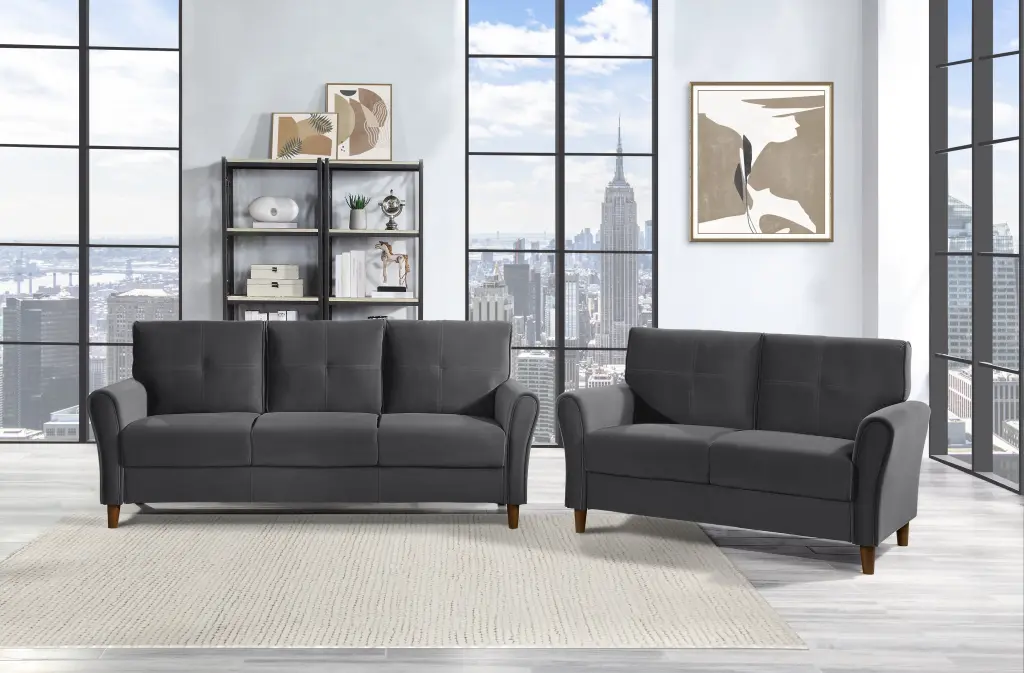 Modern Living Room Sofa Set 2Pcs Ease Sofa Loveseat Plush Seatsupports kanepe