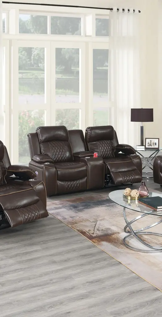 Power Motion Loveseat 1PC Contemporary Brown Hue Gel Storage Arms kanepe