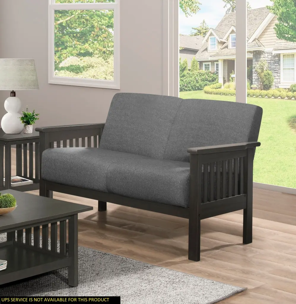 Timeless Living Room Loveseat Gray Cushion Seat Solid Rubber Wood kanepe