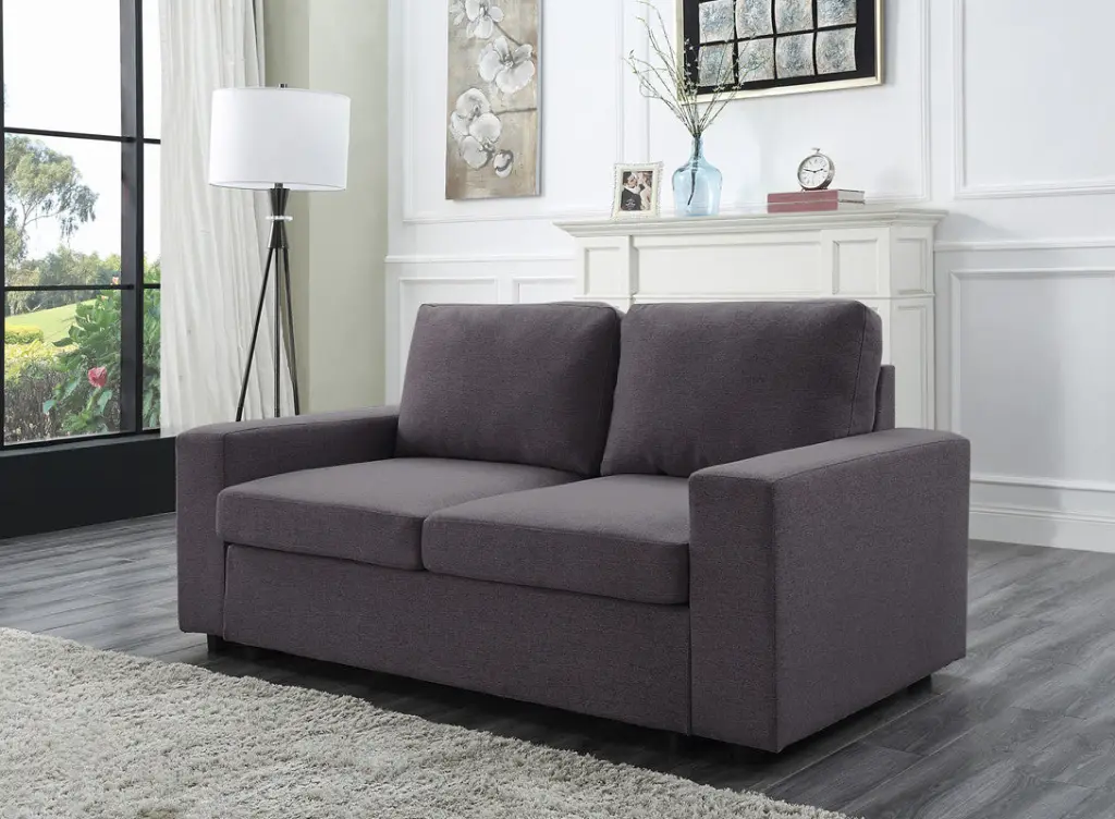 Brenton 68 Inch Loveseat Dark Gray Linen Upholstered Sofa lilola home