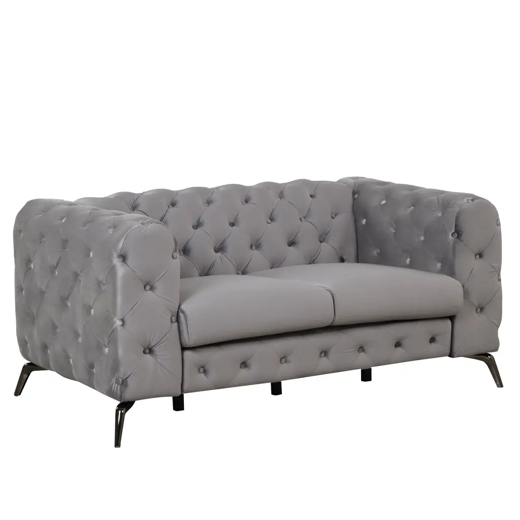 63 Inch Velvet Upholstered Loveseat Sofa Modern Loveseat Button Tufting oris fur.