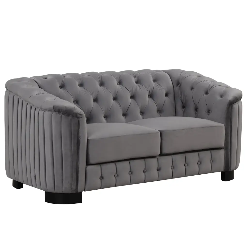 64 Inch Velvet Upholstered Loveseat Sofa Modern Design Thick Rolled Arms oris fur.