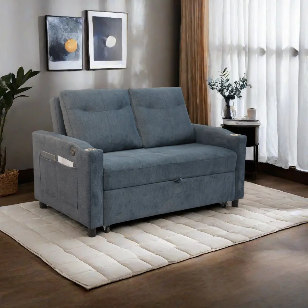 Modern Velvet Loveseat Sofa Pullout Bed Small Spaces Beautiful Seat redde boo co.- ltd w1183