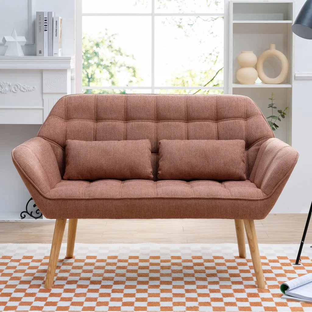 50 Inch Comfy Loveseat Sofa 2 Pillows Small Couch Living Room rnb