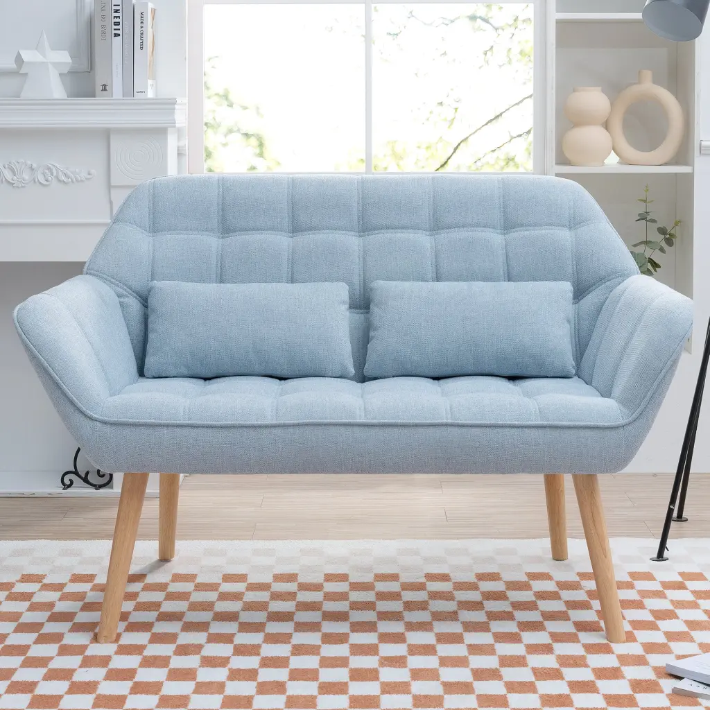 50 Inch Comfy Loveseat Sofa 2 Pillows Small Couch Living Room rnb