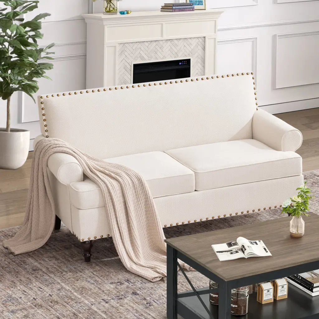 62 Inch Loveseat Sofa Mid Century Modern Couches Living Room Upholstered rnb