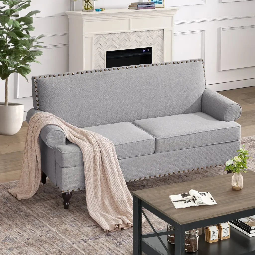 62 Inch Loveseat Sofa Mid Century Modern Couches Living Room rnb