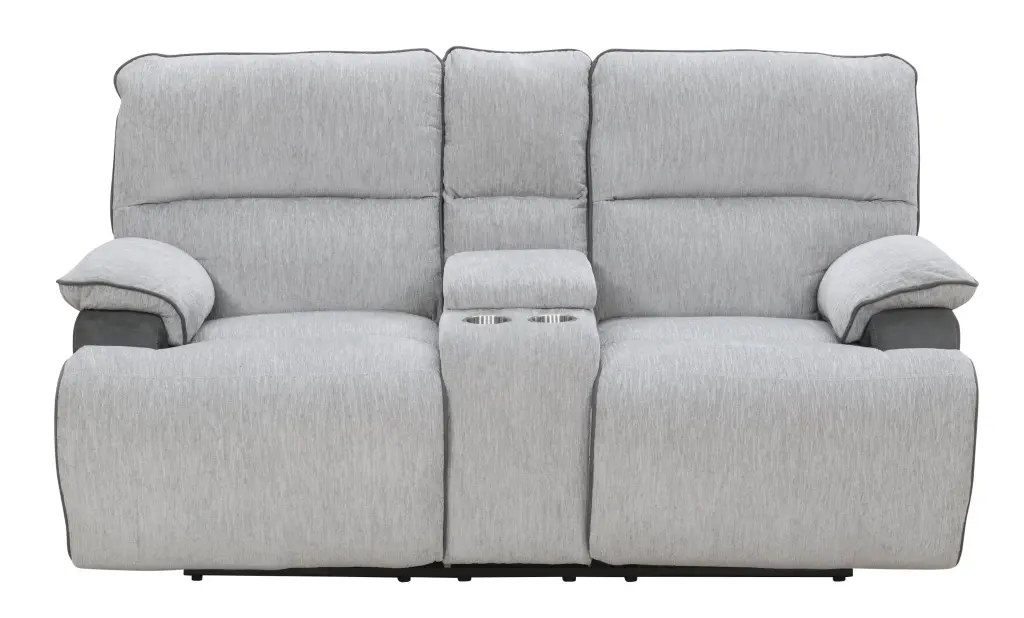 Cyprus Recliner Loveseat Console Gray Fabric steve silver furniture