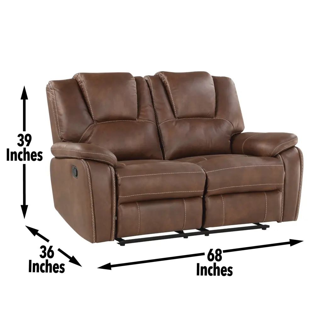 Katrine Pu Manual Reclining Loveseat Chestnut Brown 2 Seater Sofa steve silver furniture