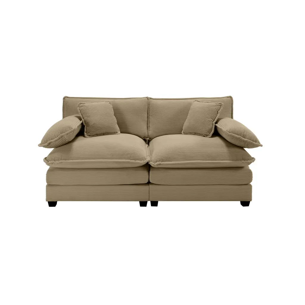 Armless Deep Seating 2 Seater Corduroy Sofa Customizable Design ui furniture