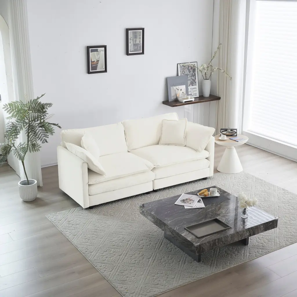 Modern Material Loveseat Sofa Couch Living Room Upholstered Large ui furniture