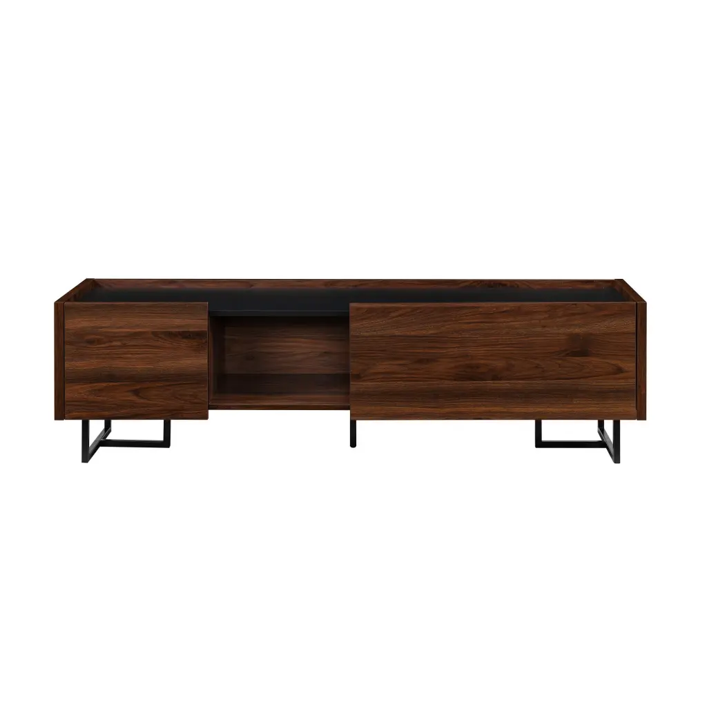 Contemporary Low Profile TV Stand TVs Up To 65 Inches Dark Walnut Entertainment Center walker edison