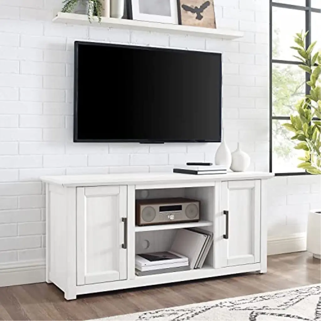 HomeStock Medieval Moods 48 Inch Low Profile TV Stand Whitewash