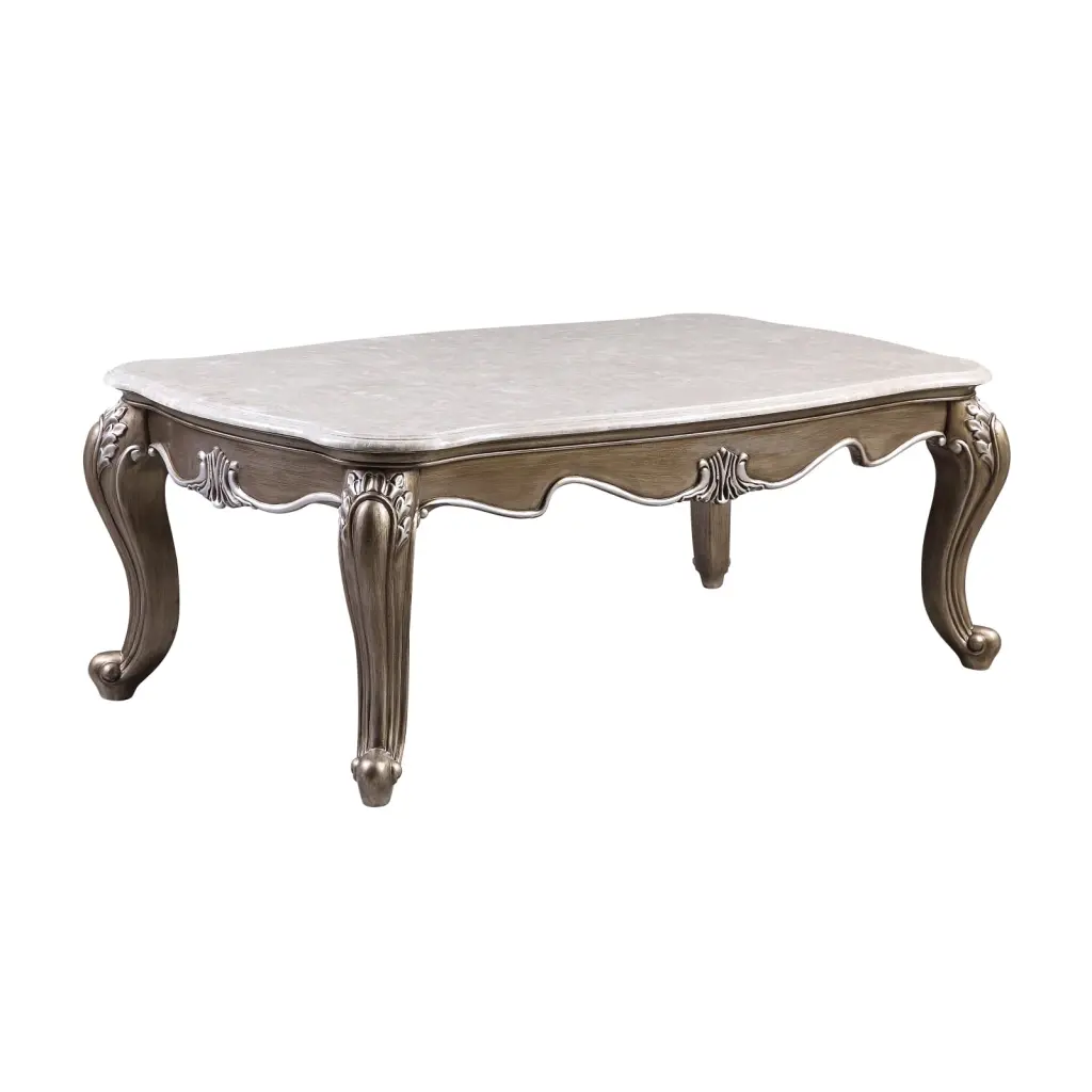 Miekor Furniture Elozzol Coffee Table Marble and Antique Bronze Finish