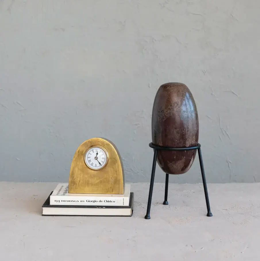 Arched All-metal Mantel Clock Alarm Feature
