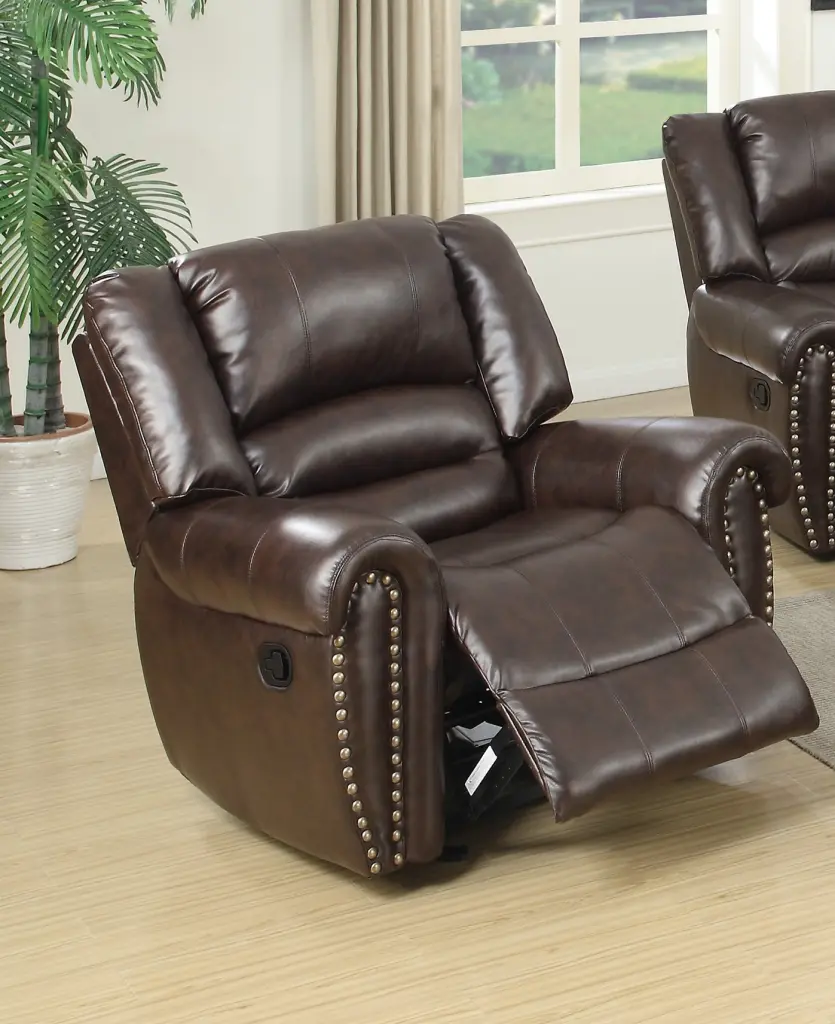 Modern 1Pc Manual Motion Recliner Chair Glider Dark Brown Bonded Leather kanepe
