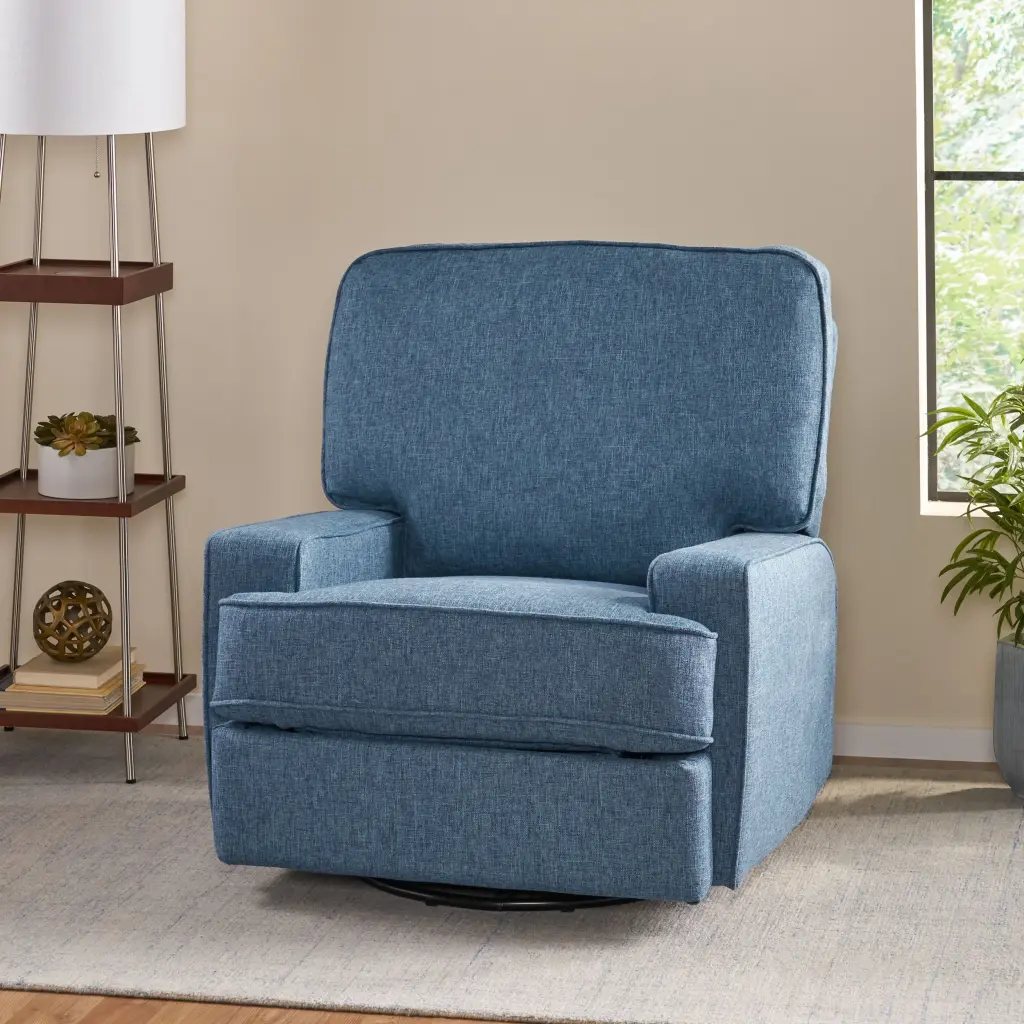 36 Inch Wide Manual Quality Recliner Navy Blue Fabric nh-ocean furniture