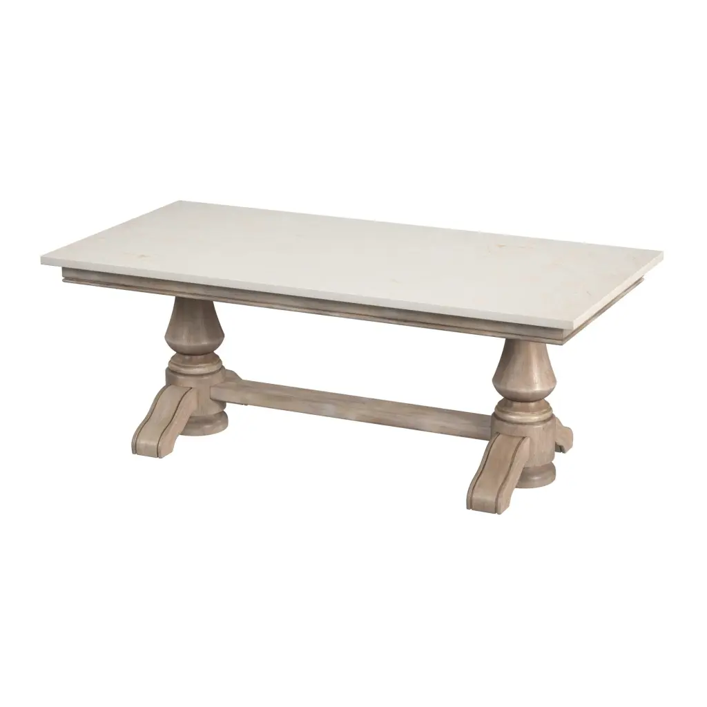 Butler Specialty Company Danielle Marble and Wood Coffee Table Beige Elegant Design