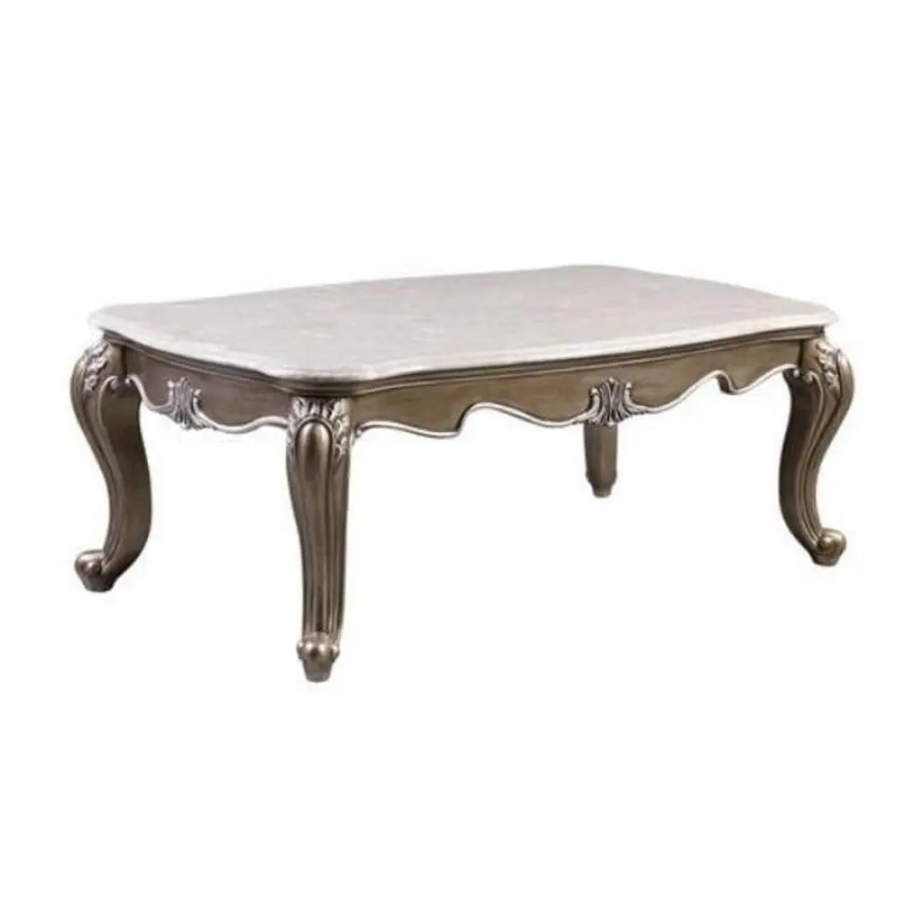 54 x 32 x 20 Elozzol Coffee Table Marble Top Espresso FurnOrama