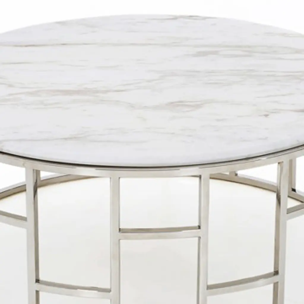 Miekor Furniture Modrest Silvan Modern Marble Stainless Steel Coffee Table