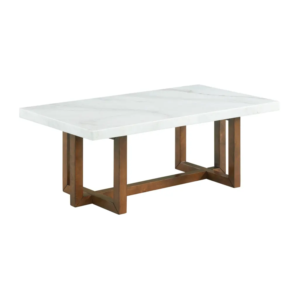Picket House Furnishings Meyers Marble Rectangular Coffee Table White Luxurious Finish