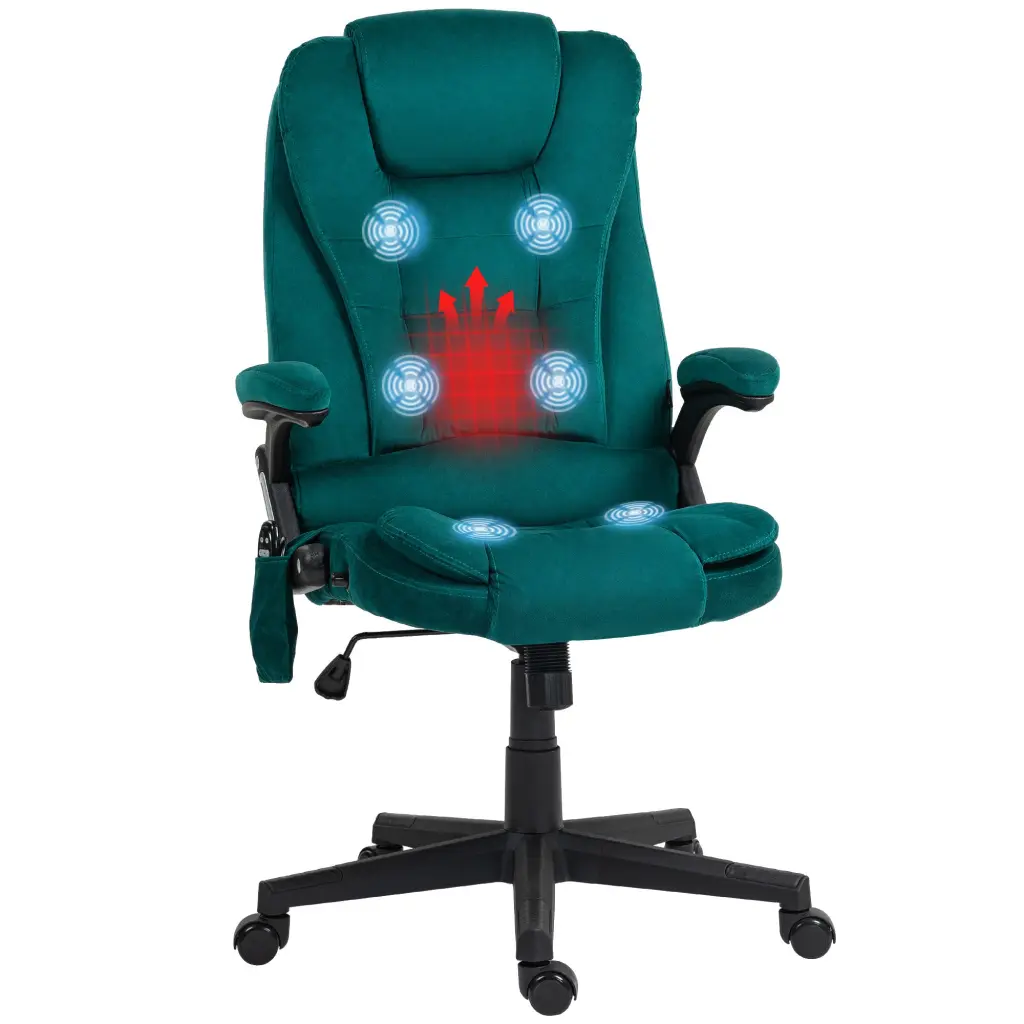 Homcom 6 Point Vibrating Massage Office Chair Heat Velvet High Back Ergonomic aosom business