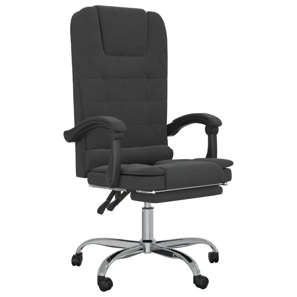 Massage Reclining Office Chair Black Velvet Ergonomic Desk Chair Heat