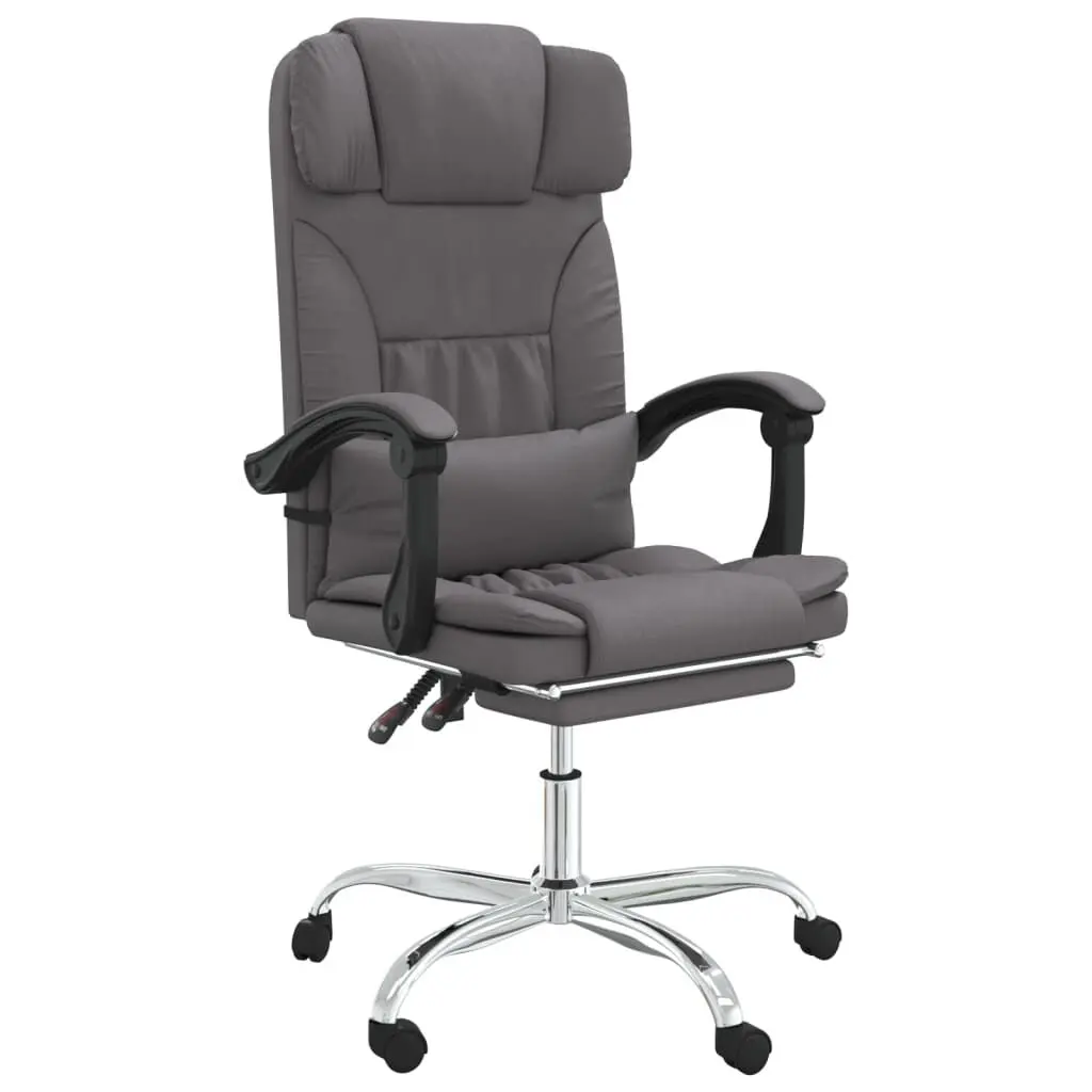 Massage Reclining Office Chair Gray Faux Leather Ergonomic Desk Chair