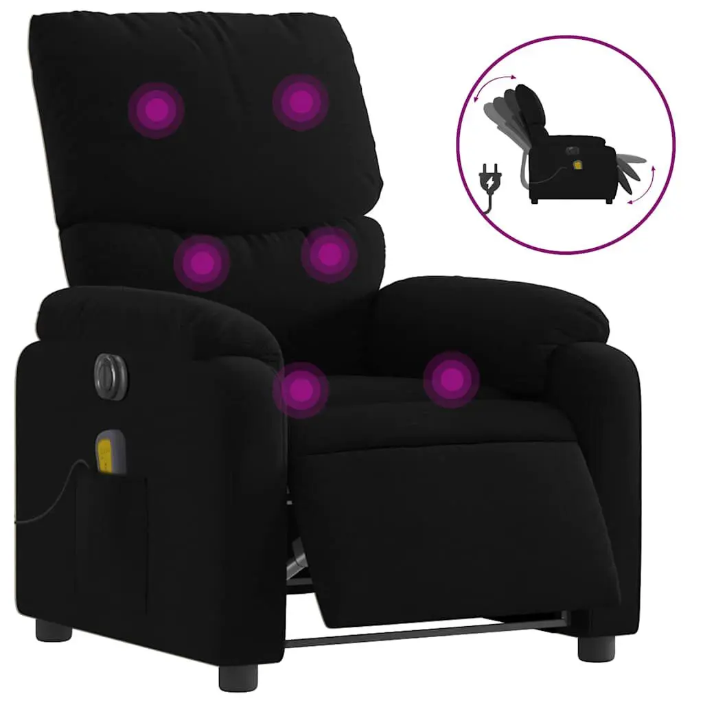 Black Fabric Electric Massage Recliner Chair Adjustable Settings