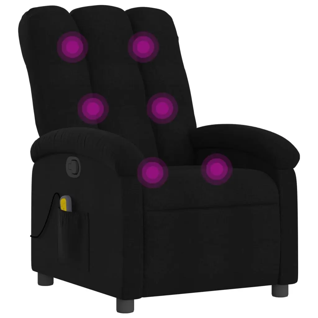 Black Fabric Massage Recliner Chair Heat Function Comfortable