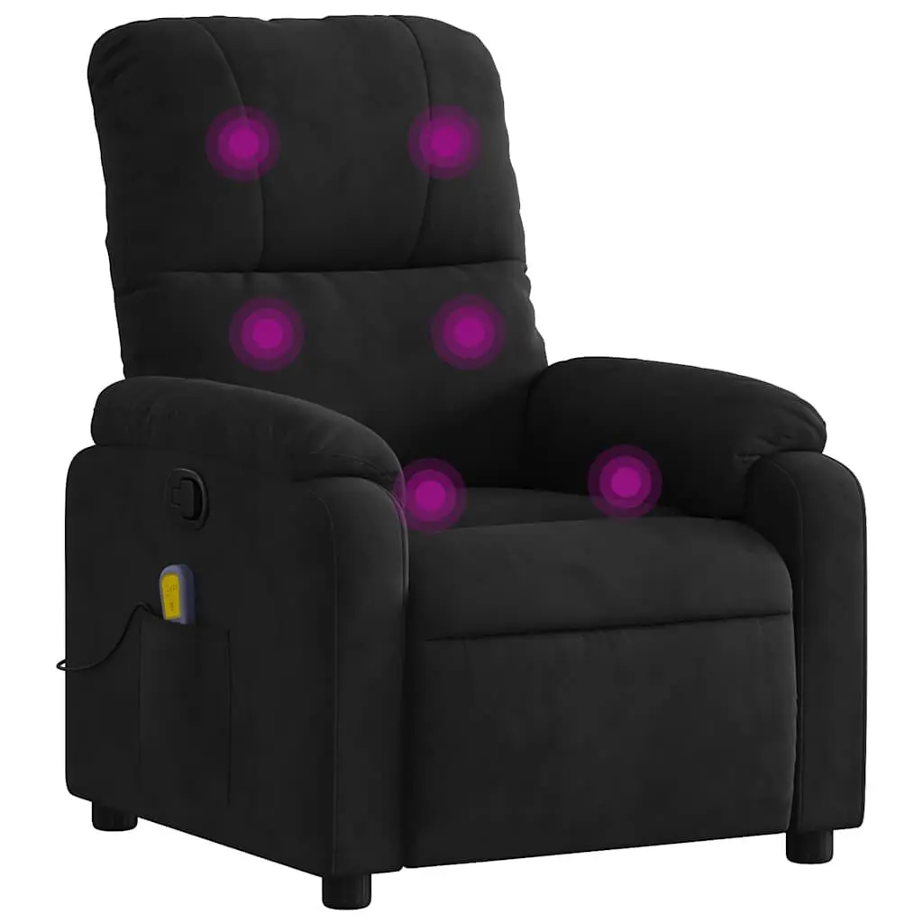 Black Microfiber Fabric Massage Recliner Chair USB Port