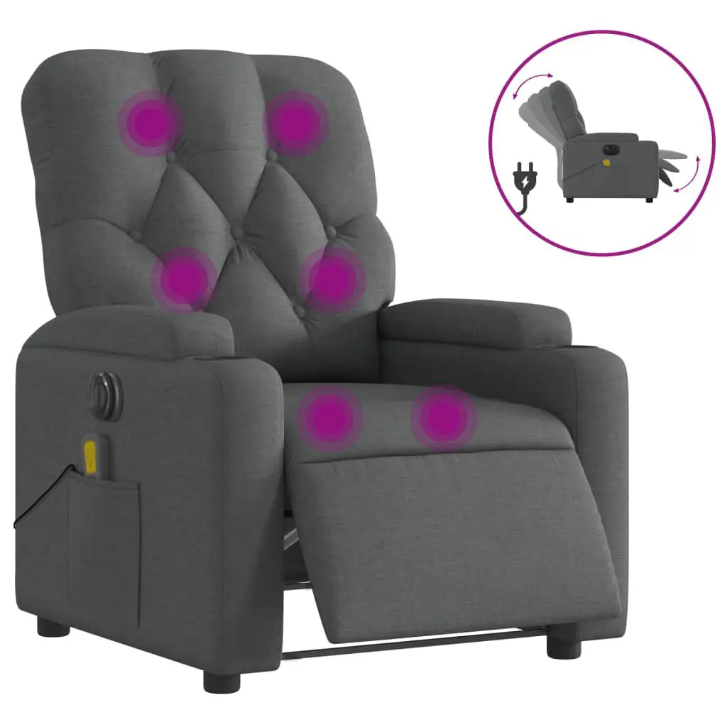 Dark Gray Fabric Electric Massage Recliner Chair USB Port