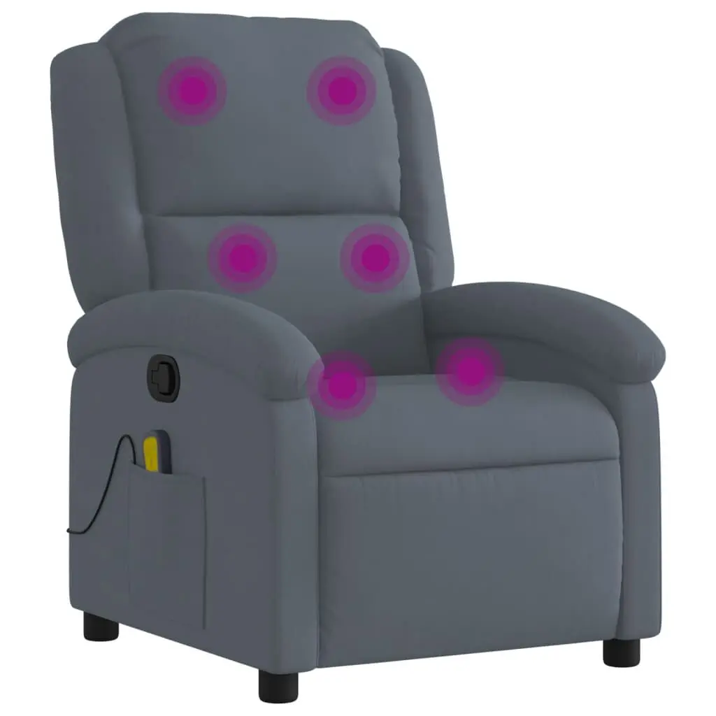 Dark Gray Velvet Massage Recliner Chair Multiple Functions