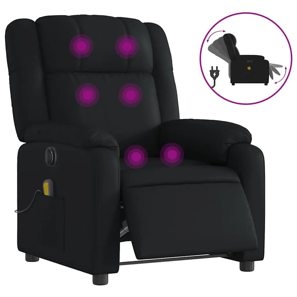 Electric Massage Recliner Chair Black Faux Leather Multiple Massage Modes