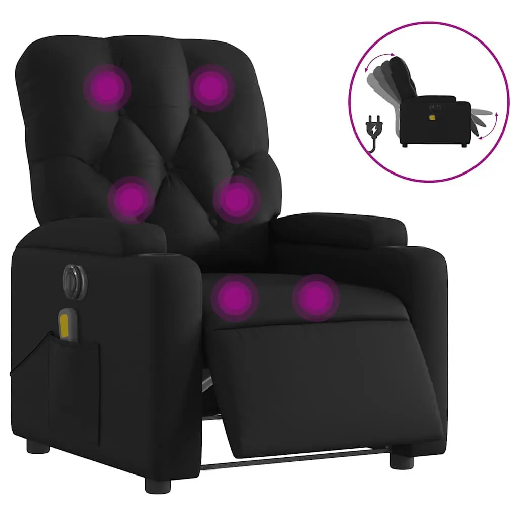 Electric Massage Recliner Chair Black Faux Leather Power Lift Recliner
