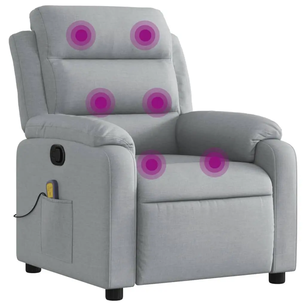 Light Gray Fabric Massage Recliner Chair