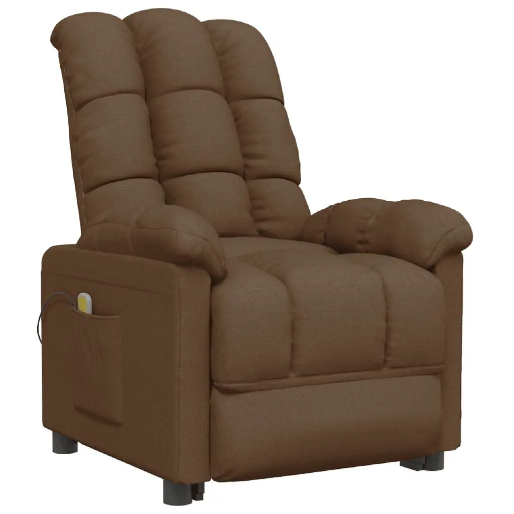Massage Recliner Brown Fabric Electric Reclining Chair