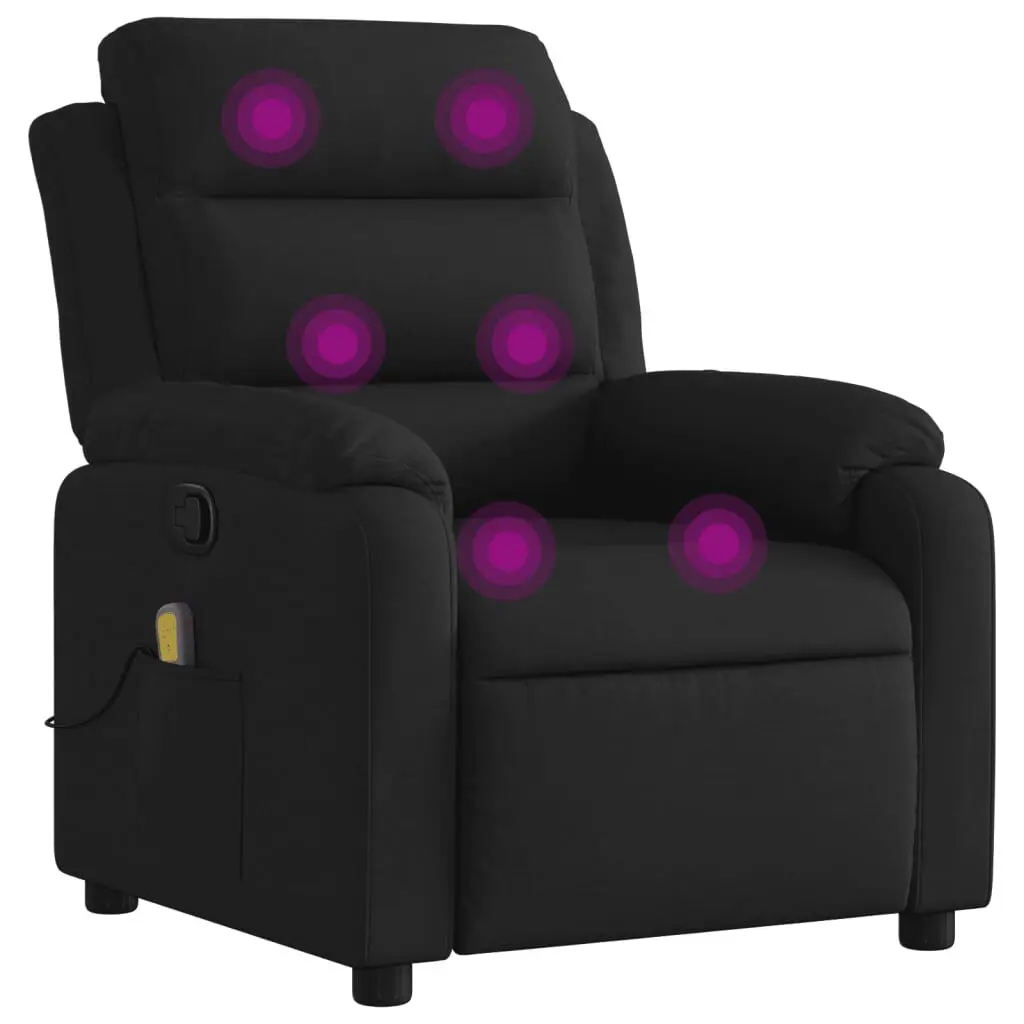 Massage Recliner Chair Black Fabric Comfortable Living Room Seating
