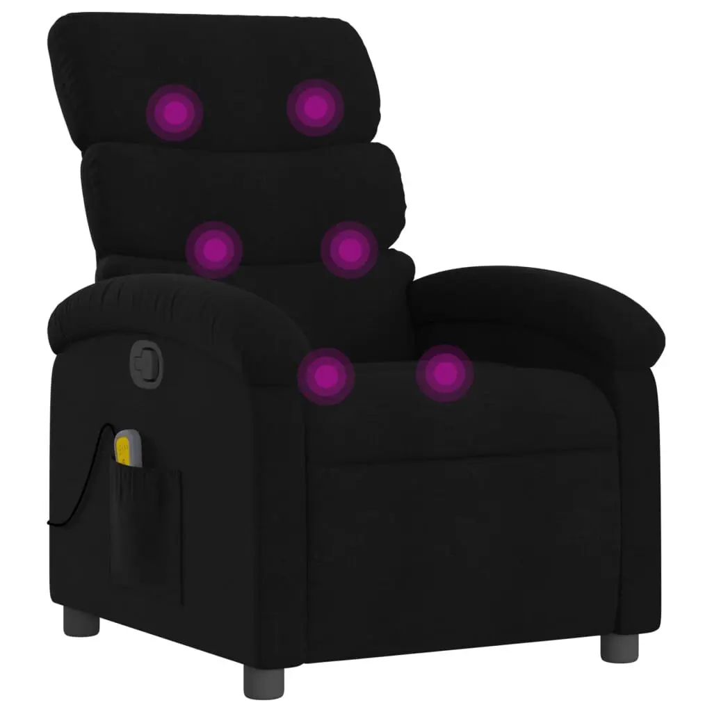 Massage Recliner Chair Black Fabric Ergonomic Design