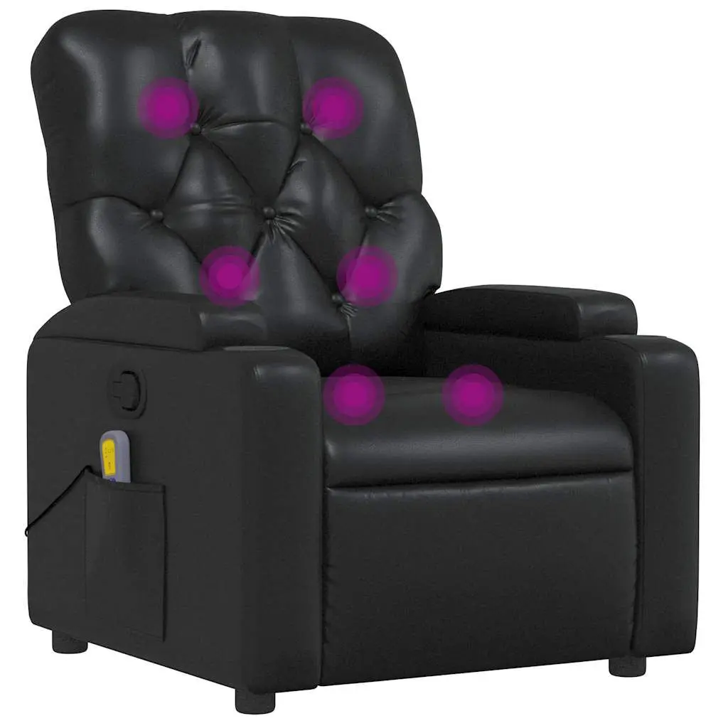 Massage Recliner Chair Black Faux Leather Heat and Vibration Functions