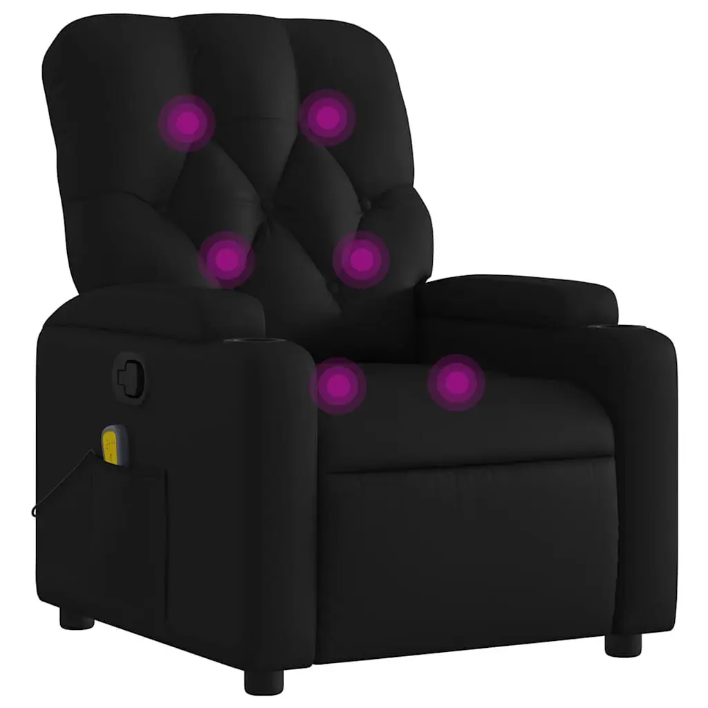Massage Recliner Chair Black Faux Leather Heat and Vibration Functions