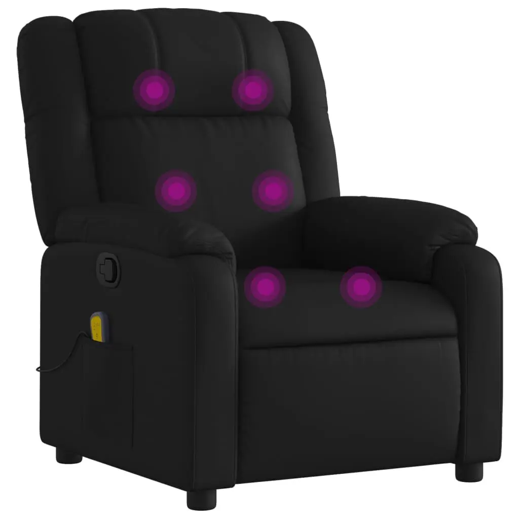 Massage Recliner Chair Black Faux Leather Electric Heated Full Body Massage Chair