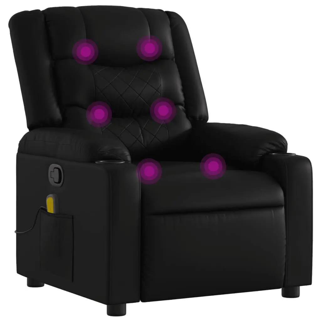 Massage Recliner Chair Black Faux Leather Electric Heated Full Body Massage Chair