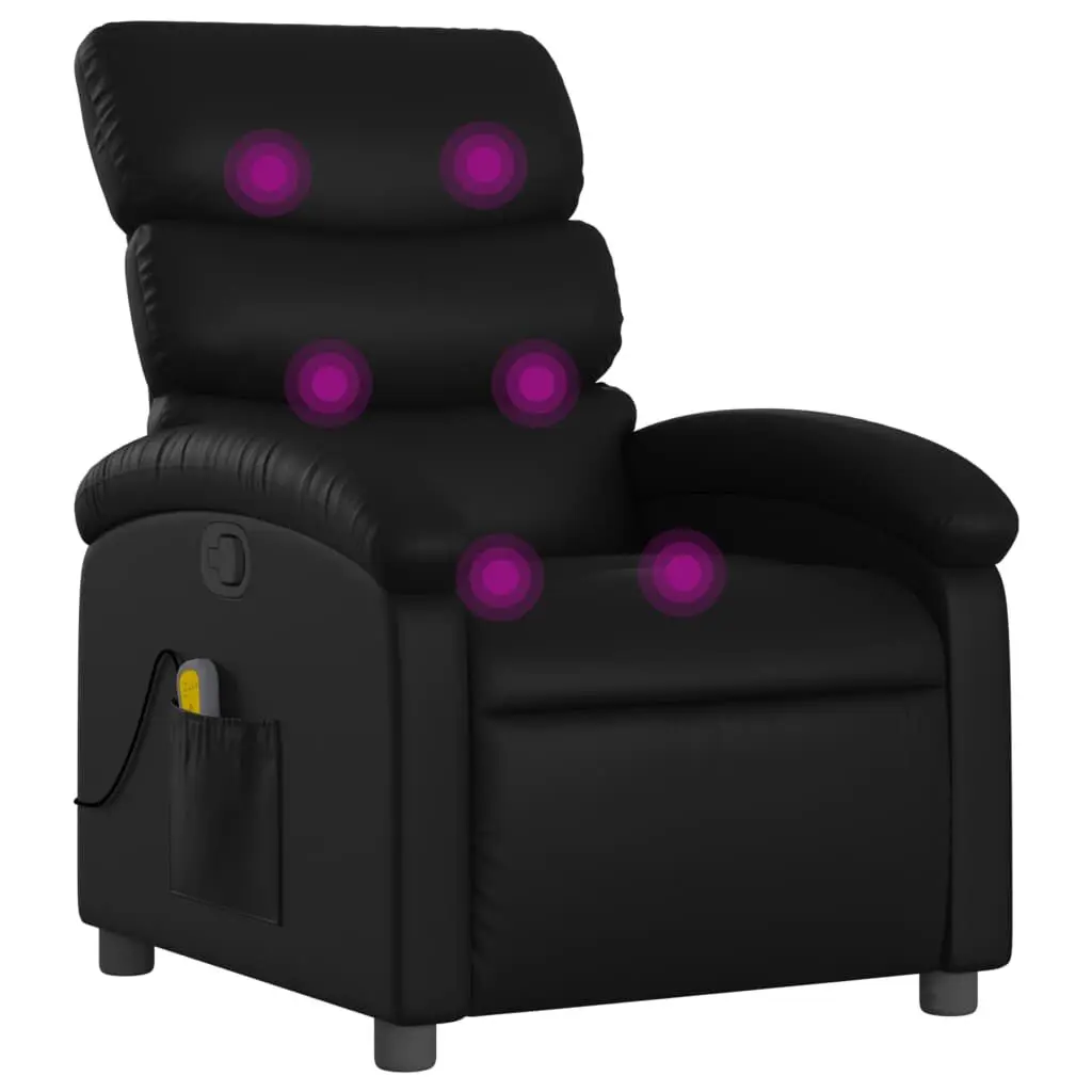 Massage Recliner Chair Black Faux Leather Electric Lounge Chair