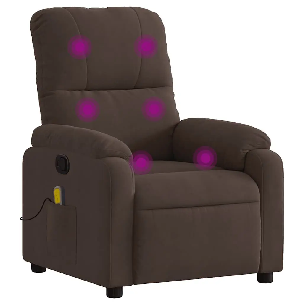 Massage Recliner Chair Brown Microfiber Fabric Electric Full Body Massage Heat