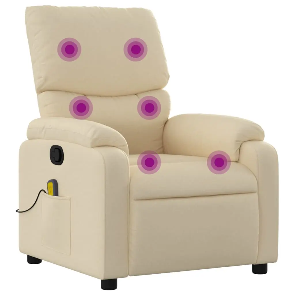 Massage Recliner Chair Cream Fabric Living Room Lounge Chair Heat