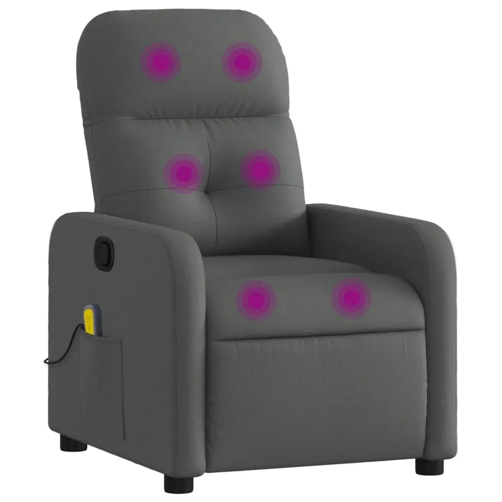 Massage Recliner Chair Dark Gray Fabric Heat Function