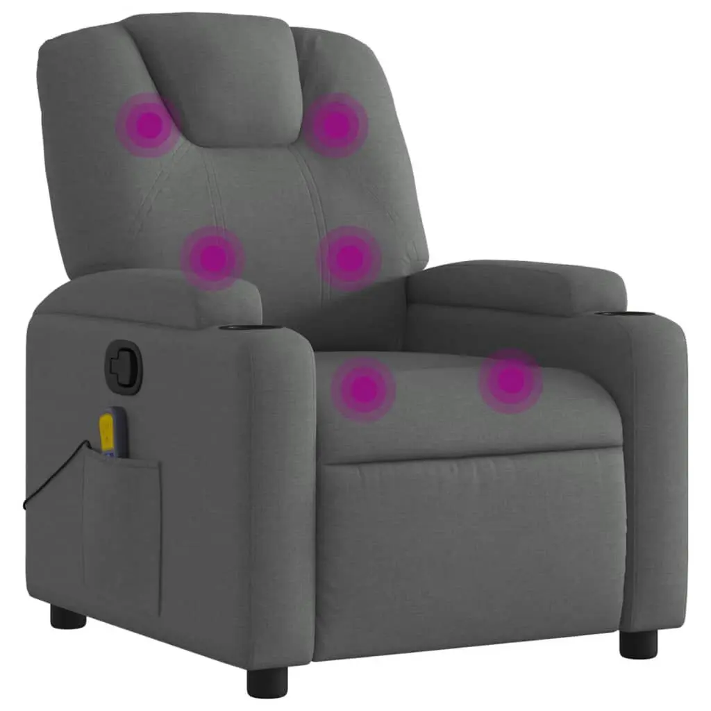 Massage Recliner Chair Dark Gray Fabric Home Relaxation