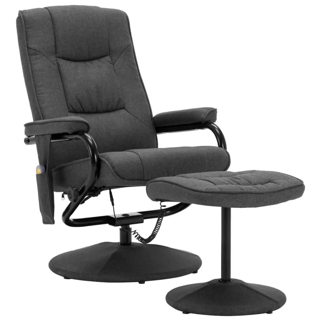 Massage Recliner Chair Footrest Dark Gray Fabric Electric Lounge Chair