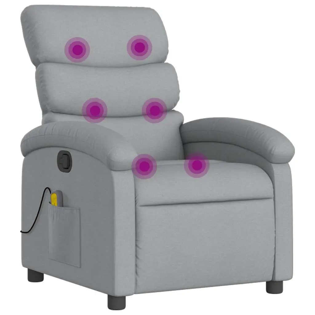 Massage Recliner Chair Light Gray Fabric Multiple Massage Modes and Heat Function